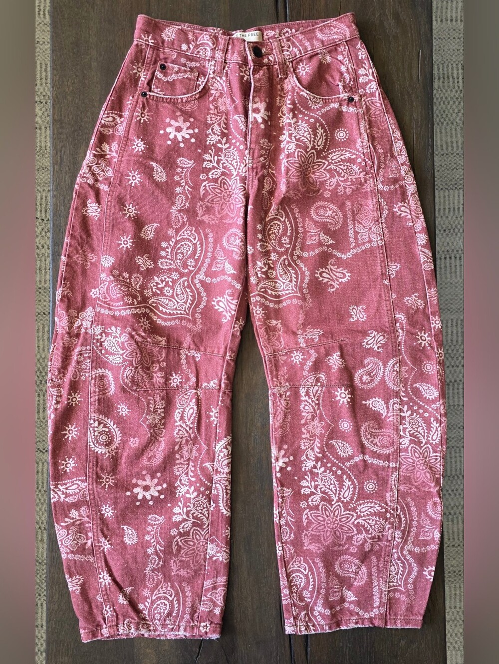 We The Free Pink Paisley Wide Leg Jeans